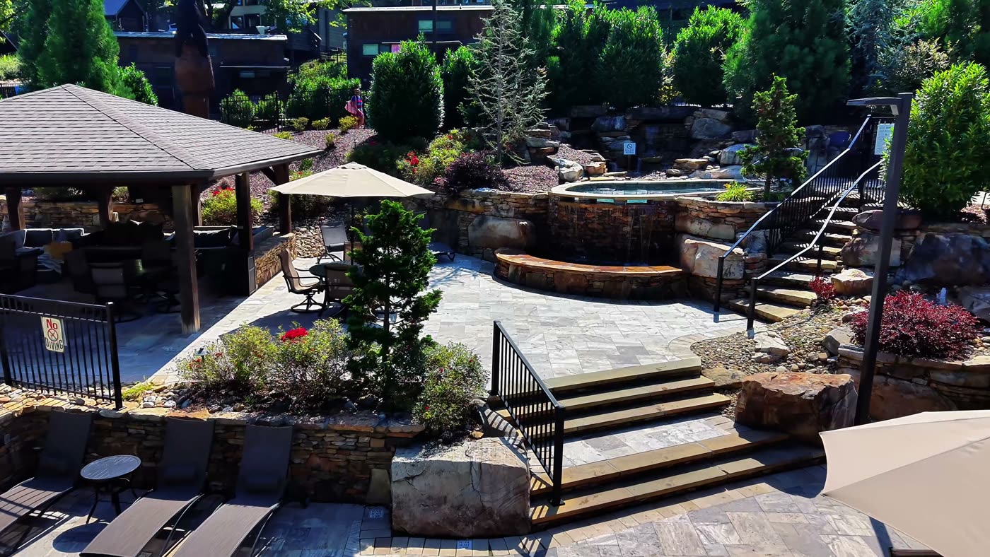 Natural stone waterscape on a wooded East Tennessee property